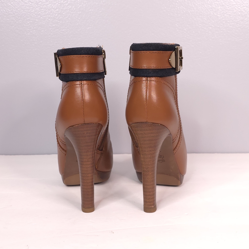 Tory Burch Cognac/Navy Belinda Ankle Bootie - Picture 10 of 12